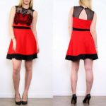 Skater-stiilis pitsiga punane kleit Bella