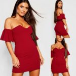 Avatud õlgadega bordoopunane minikleit Cleo