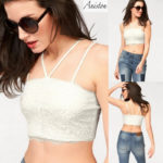 Aniston valge pitsiline crop-topp