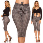 Taskute ja vööga ruudulised capri püksid