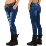 Original Denim kristallidega sinised katkised teksad