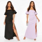 Puff-varrukatega must pidulik maksikleit