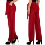 Holala taskute ja seotava paelaga laiad punased püksid