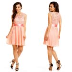 Heegeldatud ülaosaga roosa pidulik skater-kleit Mayaadi