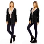 Kootud detailidega seemisnahast must jakk