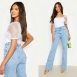 Organza puff-varrukatega valge body