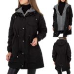 Drole de Copine kapuutsiga must vihmakindel parka