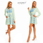 Boho stiilis tikandiga mündiroheline viskooskleit