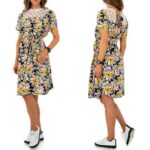 Pitsiga puuvillane lilleline suvekleit