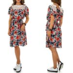 Pitsiga puuvillane lilleline suvekleit