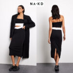 NA-KD lõhikuga must pliiatsseelik